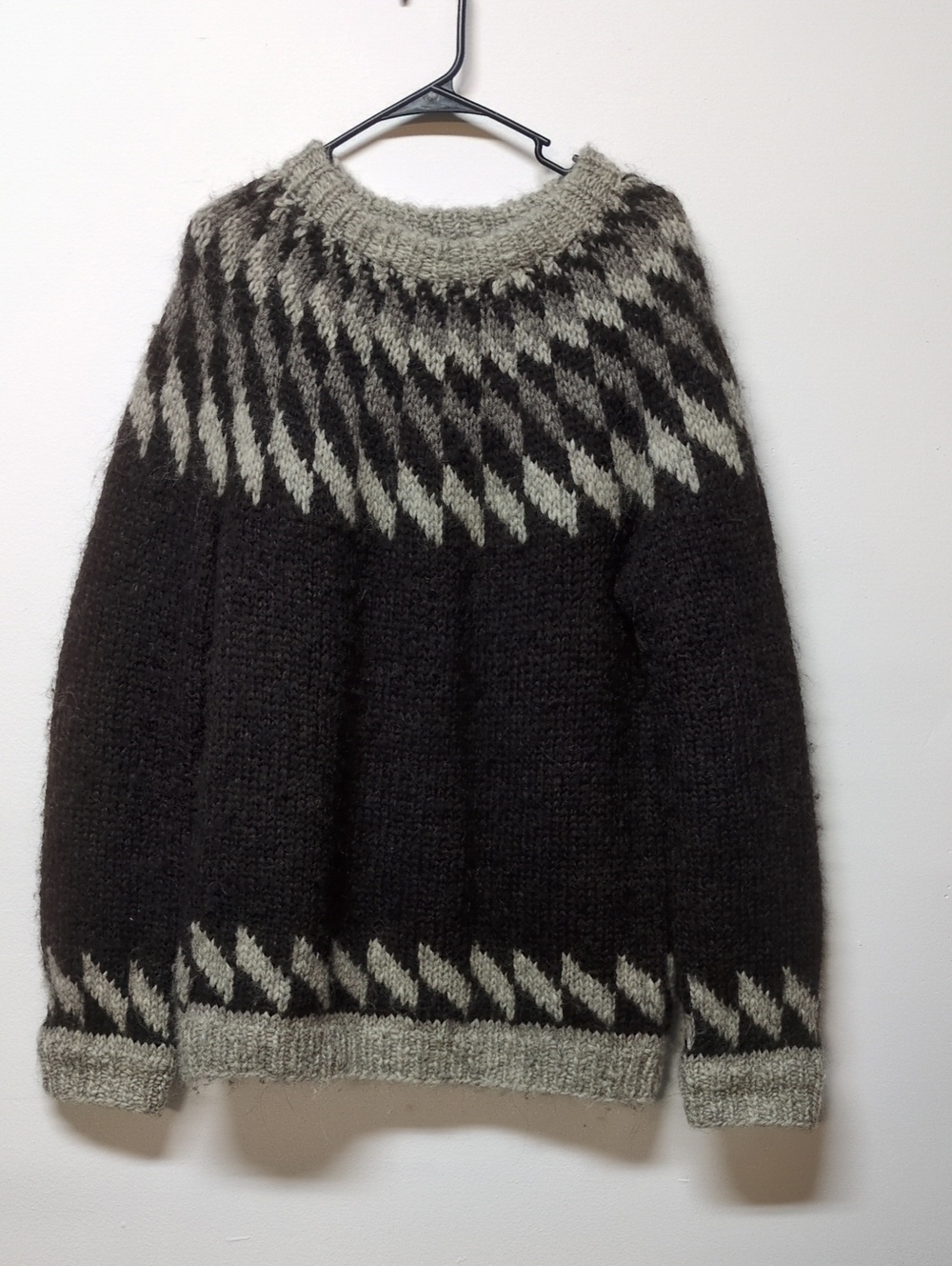 Alva Knit Brown Fair Isle Hand Knit Sweater, Size L